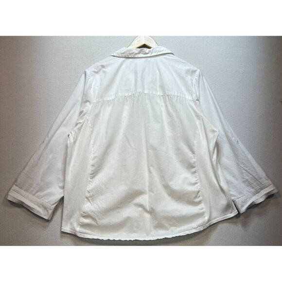 Croft & Borrow Women's Embroidered Button Down Shirt Long Sleeve Size XXL White - Picture 2 of 11